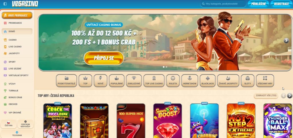 Zářivý kabaret s tanečnicemi v péřových kostýmech: Vegasino rozsvěcí rampu plnou flitrů, kde se v rytmu jazzu točí peří, ruleta i šampaňské a každá výhra sklízí bouřlivé ovace